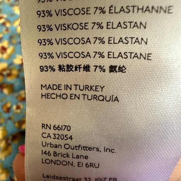 Free People Blue Floral Keyhole Back Dress With Lace. Size Medium - Picture 13 of 13